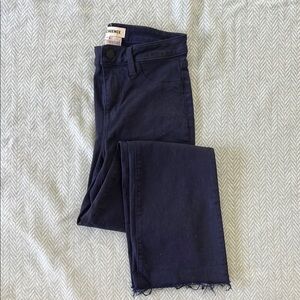 L'AGENCE Dark Blue Coated Cropped Jeans